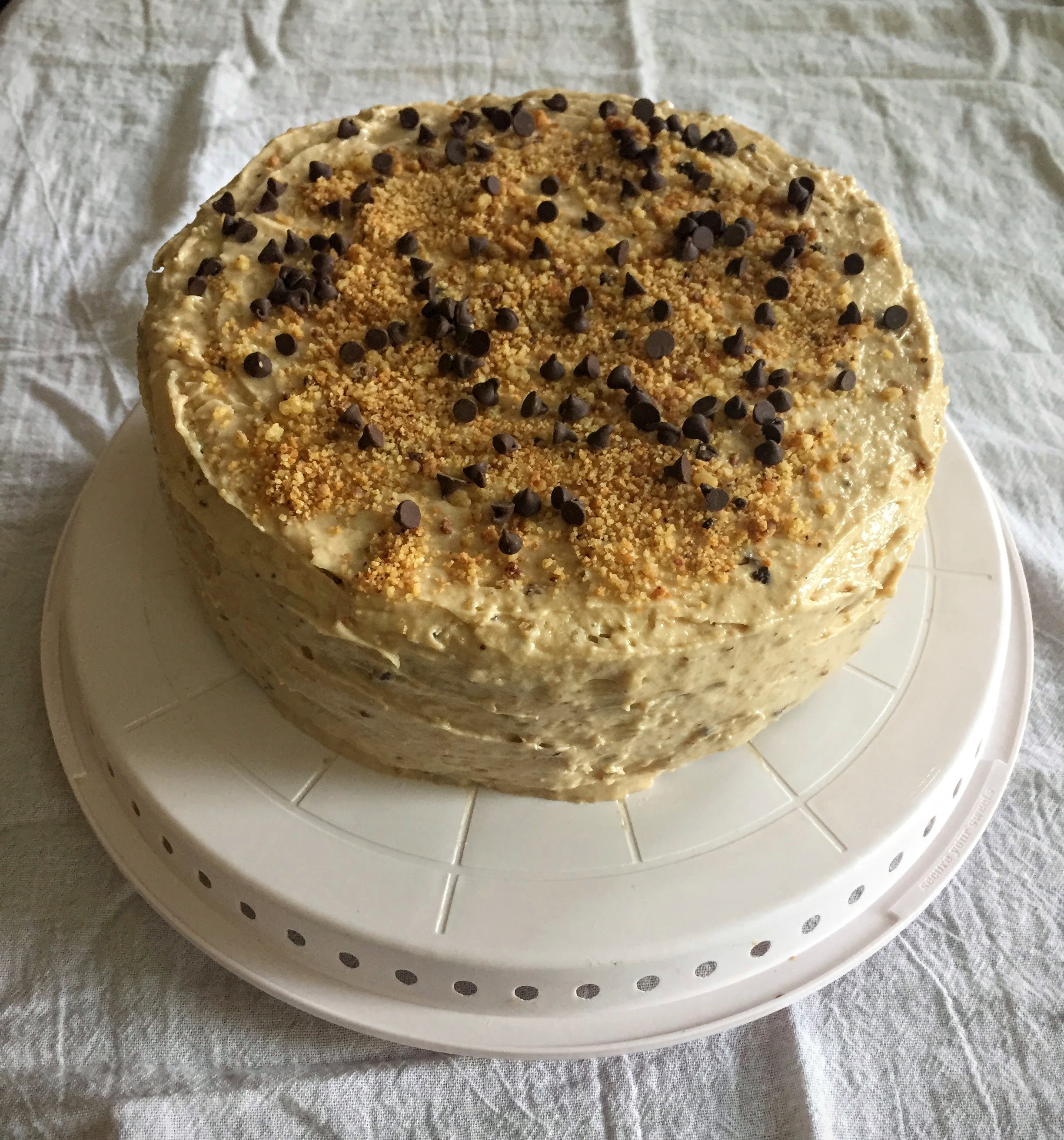 You can end up either here: the chocolate chip cookie cake decorated with cookie crumbs... 